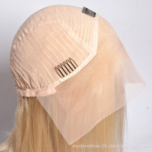150% Density 613# Human Hair 8 10 12 14 inch Bob Lace Frontal Wig 613 Blonde Bobo Wigs